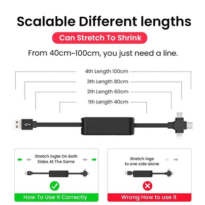 Cablu de încărcare USB retractabil 4 în 1
